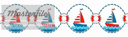 vector seamless nautical border, Adobe Illustrator 8 format