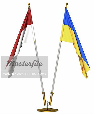 flags of  Ukraine and Poland isolated on white - rendering
