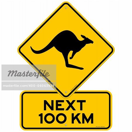 Next 100 kilometers a Kangaroo danger as a Clip Art