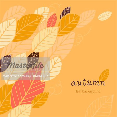 Autumn orange background with hand-drawn leafs and text