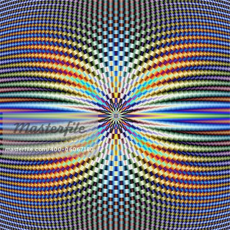 Digital abstract image with a concentric ring design in all the colours of the rainbow