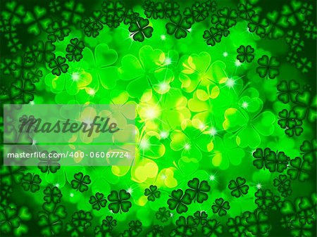 St Patricks Day Four Leaf Clover Shamrock with Blurred Background