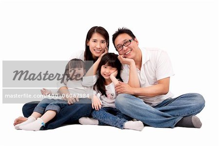 asian family isolated on white
