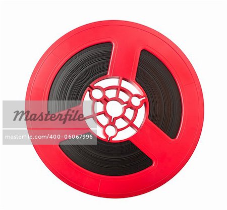 A reel of motion picture film isolated on  white background, clipping path.