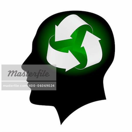 Ecology symbol in human head. Illustration on white background  for design