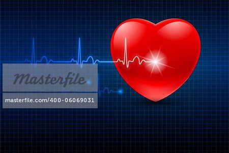Abstract Heart Monitor on a Dark Blue Background
