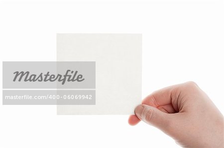 Paper in woman hand isolated on white background