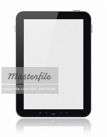 Digital tablet PC with blank screen isolated on white. Include clipping path for tablet and screen.
