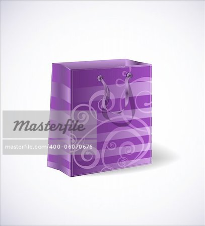 Violet shopping bag isolated on a with background