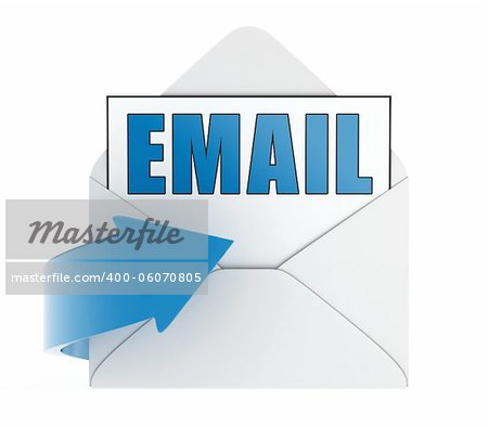 Illustration of the letter with arrow on a white background