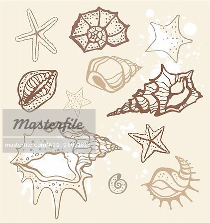 Grange Sea collection. Hand drawn vector illustration