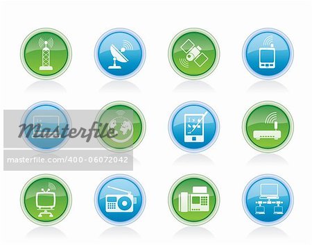 communication and technology icons - vector icon set