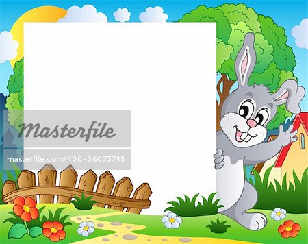 Frame with Easter bunny theme 1 - vector illustration.