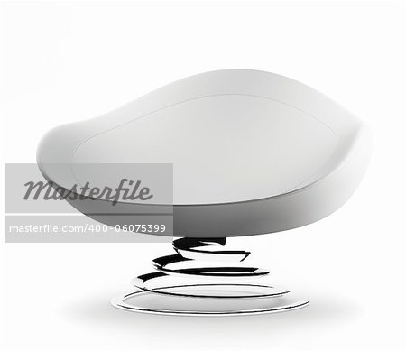Modern white armchair with helix leg isolated over white 3d render