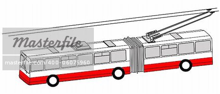 trolley bus silhouette on white background, vector illustration