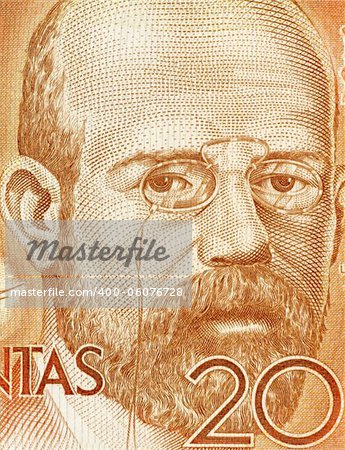 Leopoldo Alas aka Clarin (1852-1901) on 200 Pesetas 1980 Banknote From Spain. Asturian realist novelist born in Zamora.