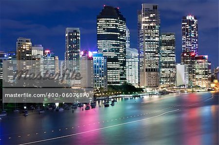 brisbane city at night view from kangaroo point (queensland,australia)