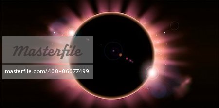 An outer space background illustration with a total eclipse
