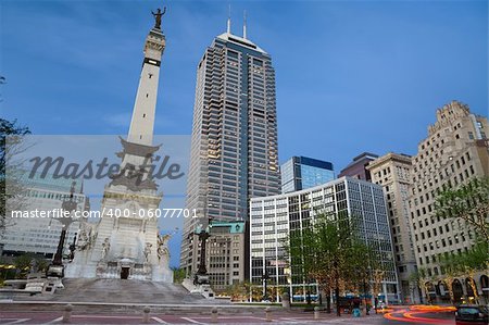 Monument Circle and the Soldiers' and Sailors' Monument in Indianapolis, Indiana.