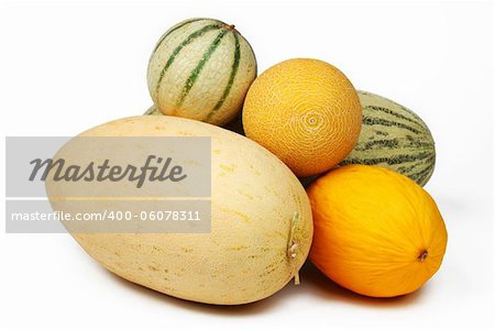 different melon isolated on white