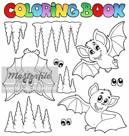 Coloring book with bats - vector illustration.