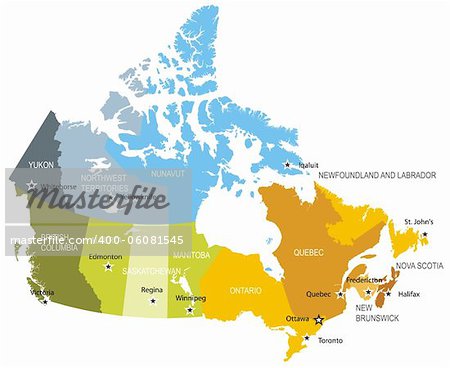 Detailed map of administrative divisions of Canada