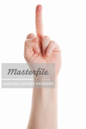 Hand showing a middle finger isolated on white