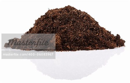 Pile of soil for plant isolated on white background