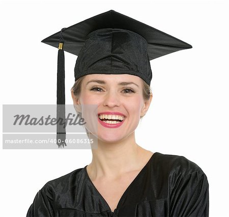 Portrait of smiling graduation student woman. HQ photo. Not oversharpened. Not oversaturated