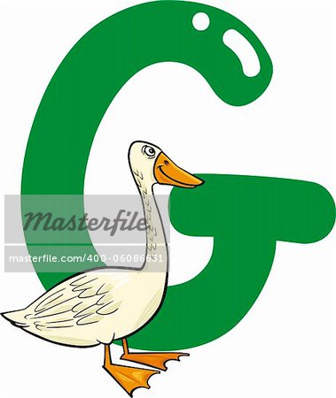 cartoon illustration of G letter for goose