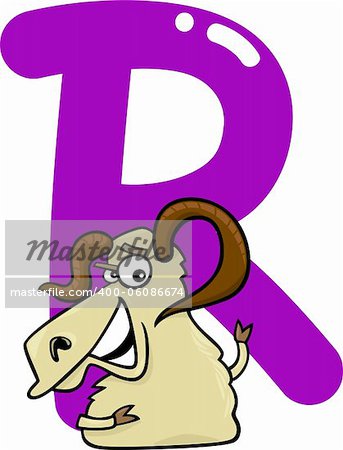 cartoon illustration of R letter for ram