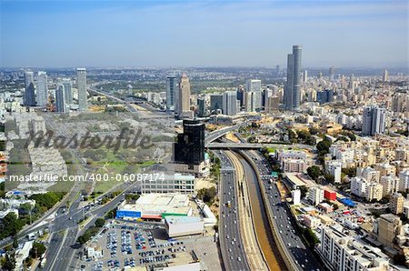 Aerial skyline of Tel Aviv, Israel.
