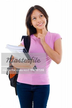 Mixed race Asian student having a thought