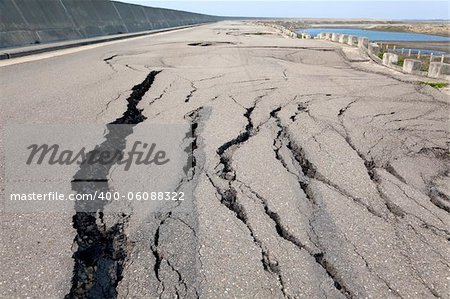 collapse and cracked road