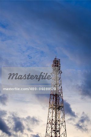 Communications Tower and sky in the city