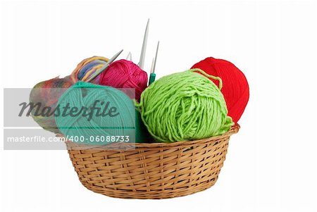 Knitting kit isolated on white background