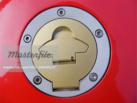 Motorcycle tank, red and gold
