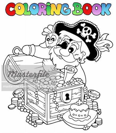 Coloring book with pirate theme 8 - vector illustration.