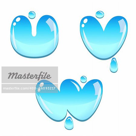 A set of water bead font type, letter U to W A set of water bead font type, letter U to W