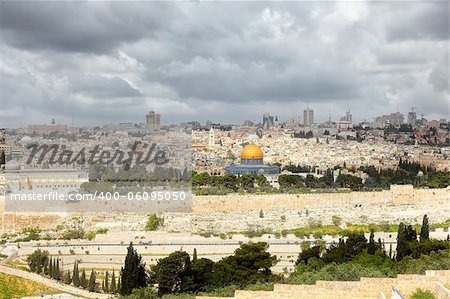 Jerusalem and stormy clouds