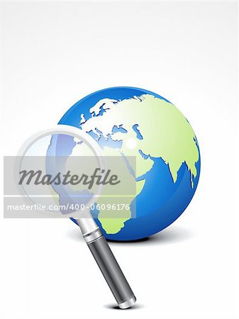 abstract search icon with globe vector illustration