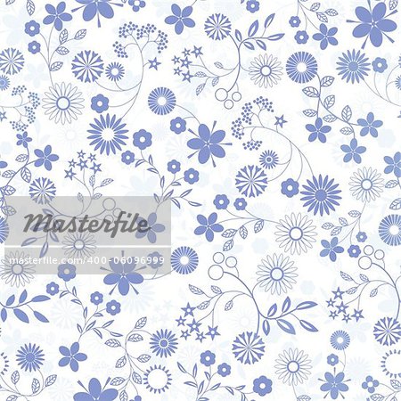 Flower abstract seamless vector background. Art  pattern.  Fabric texture. Floral vintage design. Pretty cute wallpaper. Romantic cartoon feminine filigree tile.