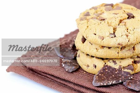 biscuits cookies  with chocolate chips in a brown napkin