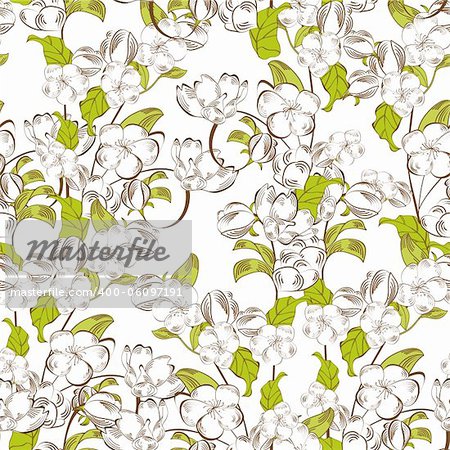 Decorative seamless background with white flowers