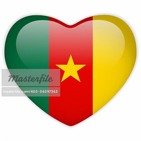 Vector - Cameroon Flag Heart Glossy Button