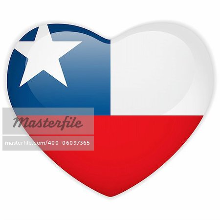 Vector - Chile Flag Heart Glossy Button