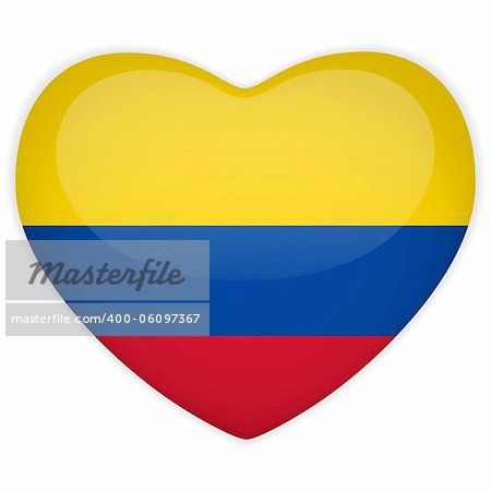 Vector - Colombia Flag Heart Glossy Button