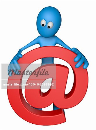 blue guy is holding email alias - 3d illustration