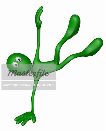green  guy is breakdancing - 3d illustration