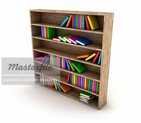 Illustration of a bookcase with a books different colour